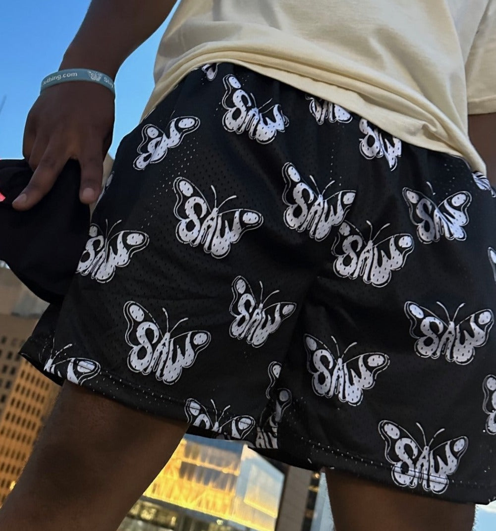 新品登場 Tides Pattern Mesh Zip Shorts (black） その他